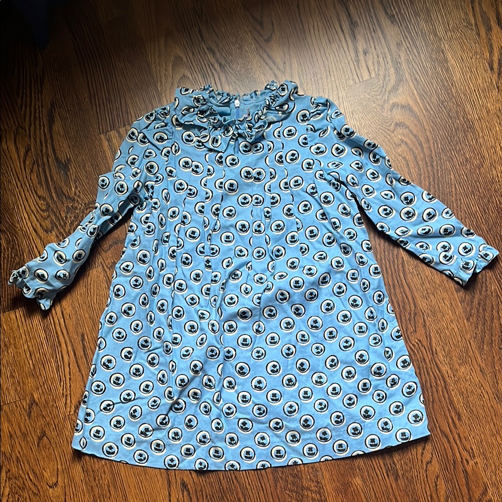 Bonpoint Blue Patterned Long Sleeve Dress
